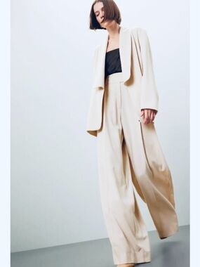 RODEBJER Obi Wide Leg High-Waist Pants in Oyster